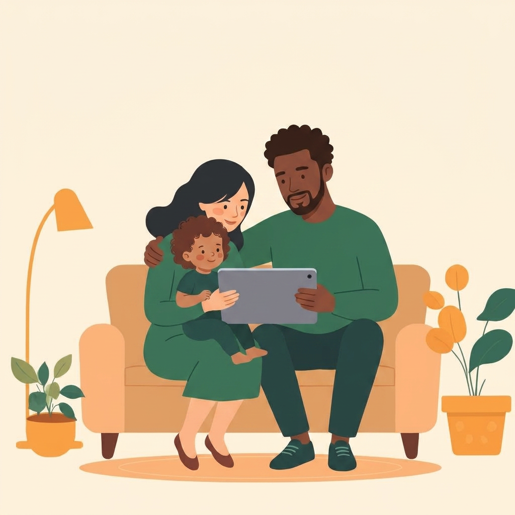 Illustration d'une famille gérant son budget